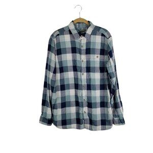 Woolrich Eco Rich Weekend Double Weave Shirt Button Up Plaid Mens Size Medium